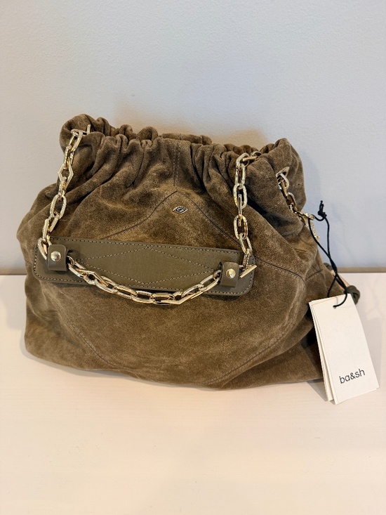ba&sh Handbags - NWT ba&sh Suede Slouch Adjustable Tote Bag - Khaki Green